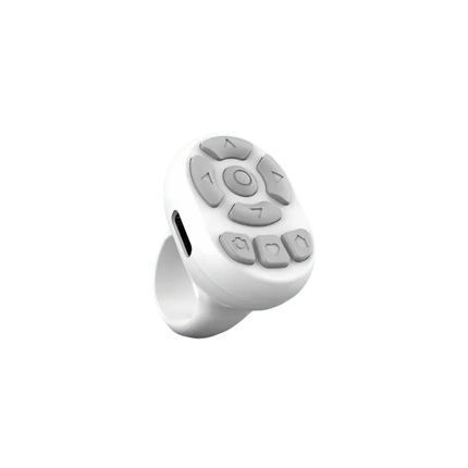 Scrolling Ring Remote Page Turner Wireless Finger Scroller Camera Video Record-White