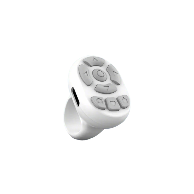 Scrolling Ring Remote Page Turner Wireless Finger Scroller Camera Video Record-White