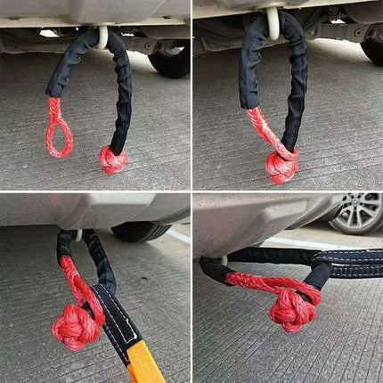 2 pcs Soft Shackle Tow ROpes For Truck Atv Marine, One-Piece Outdoor Recovery Straps, Red