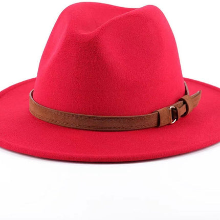 Hat - Sun hat - Bucket hat - Women's sun hat - Men's bucket hat - Hiking hats - Waterproof wool hats - Roll-up felt hats for outdoor use - Foldable leather lining - For men and women (Red)