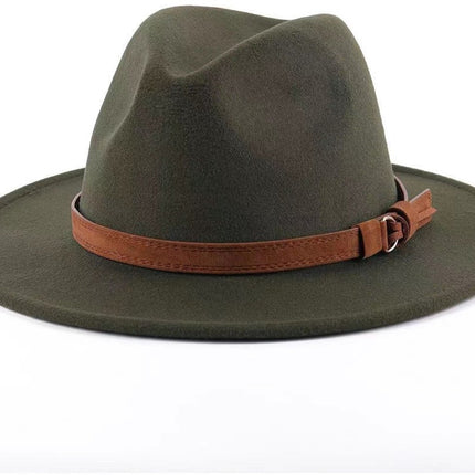 Hat - Sun hat - Bucket hat - Women's sun hat - Men's bucket hat - Hiking hats - Waterproof wool hats - Roll-up felt hats for outdoor use - Foldable leather lining - For men and women (army green)