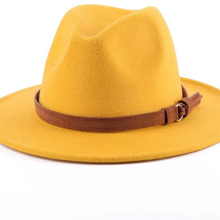 Hat - Sun hat - Bucket hat - Women's sun hat - Men's bucket hat - Hiking hats - Waterproof wool hats - Roll-up felt hats for outdoor use - Foldable leather lining - For men and women (Yellow)