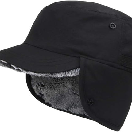 Beanie - Men's Beanie - Men's Winter Beanie - Warm Hats - With Ear Flaps - Ideal for Cold Weather - Faux Fur Lining - Unisex - Warmth - Winter - Sport - Outdoors - Gift Idea - Black