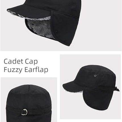 Beanie - Men's Beanie - Men's Winter Beanie - Warm Hats - With Ear Flaps - Ideal for Cold Weather - Faux Fur Lining - Unisex - Warmth - Winter - Sport - Outdoors - Gift Idea - Black