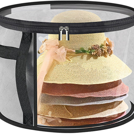 Storage Box - Extra Large Clear Hat Storage Bag - Holds up to 7 Hats - Cowboy Hat Wardrobe Storage Bag - Wide Brim Hat Box with Handle - (Grey)