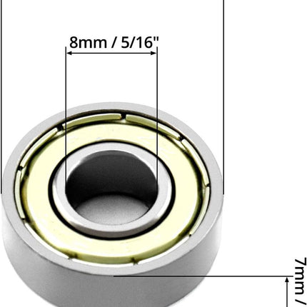 20 608zz ball bearings - Miniature deep groove ball bearings, double metal shielding - For skateboards, scooters, inline skates, 8 mm x 22 mm x 7 mm