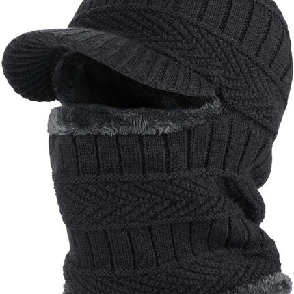 Beanie - Men's Winter Beanie - Knitted Beanie - Men's Beanie - With Flexible Neck Gaiter - Ski Balaclava - Unisex - Windproof - Warm - Ideal for Outdoor Activities - Camping - Skiing - Everyday Wear - Winter
