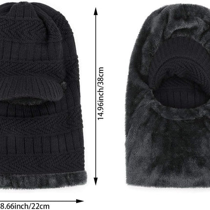 Beanie - Men's Winter Beanie - Knitted Beanie - Men's Beanie - With Flexible Neck Gaiter - Ski Balaclava - Unisex - Windproof - Warm - Ideal for Outdoor Activities - Camping - Skiing - Everyday Wear - Winter