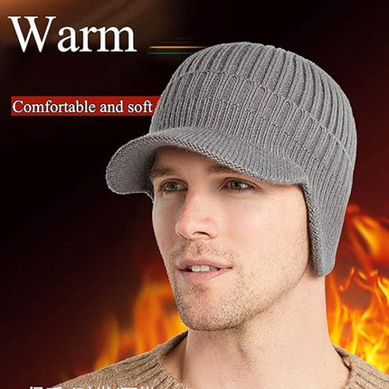 Beanie - Men's Beanie - Winter Beanie - Knitted Beanie - Ski Beanie - Thick Beanie - Thermal Protection for Outdoors - Elastic Earflaps - Skiing - Snowboarding - Cycling - Walking - Black - Gift Idea for Him/Her