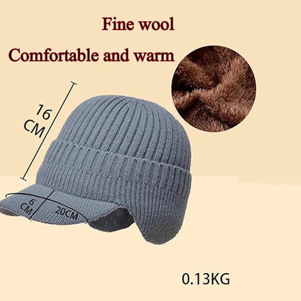 Beanie - Men's Beanie - Winter Beanie - Knitted Beanie - Ski Beanie - Thick Beanie - Thermal Protection for Outdoors - Elastic Earflaps - Skiing - Snowboarding - Cycling - Walking - Black - Gift Idea for Him/Her