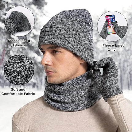 Beanie - Cotton beanie - Warm winter beanie - Scarf - Gloves - Touchscreen gloves - Ski mask - 3-in-1 beanie - Snowboard, skate, riding - Windproof and warm - Soft and comfortable - Warm fleece lining - Neck warmer