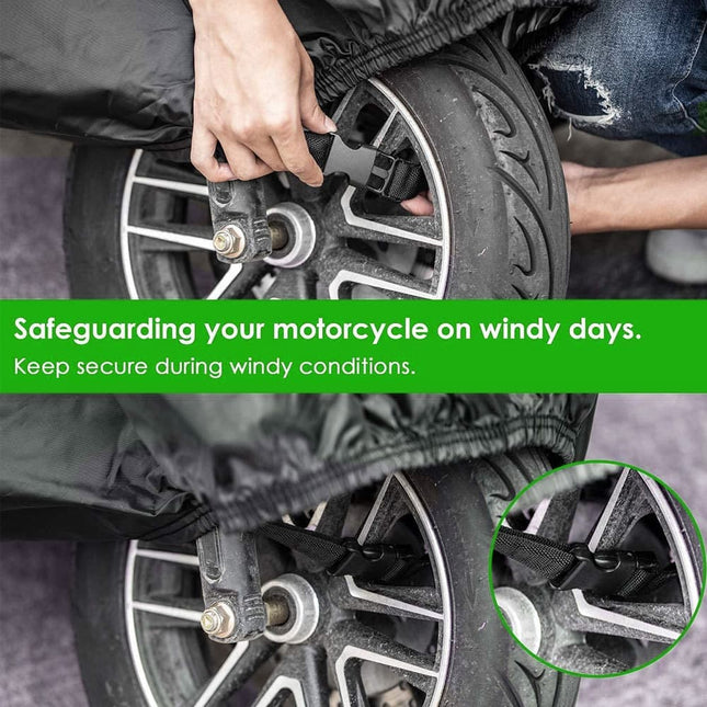 Waterproof Motorcycle and Moped Cover with Reflective Strips, Rain UV Dust Resistant Black, 230x95x125cm