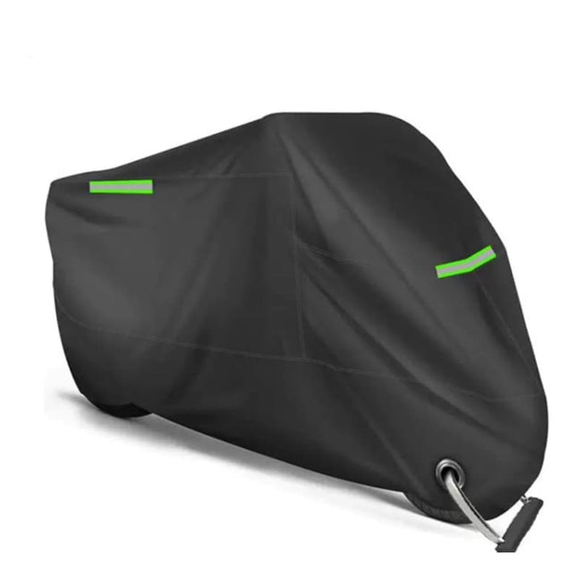 Waterproof Motorcycle and Moped Cover with Reflective Strips UV and Dust Resistant Black, 220x95x110cm