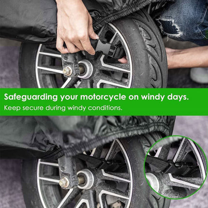 Waterproof Motorcycle and Moped Cover with Reflective Strips UV and Dust Resistant Black, 220x95x110cm