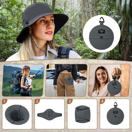 Foldable Waterproof Fisherman Hat Unisex Quick-Drying Sun Protection Outdoor Summer Hat, Dark Blue