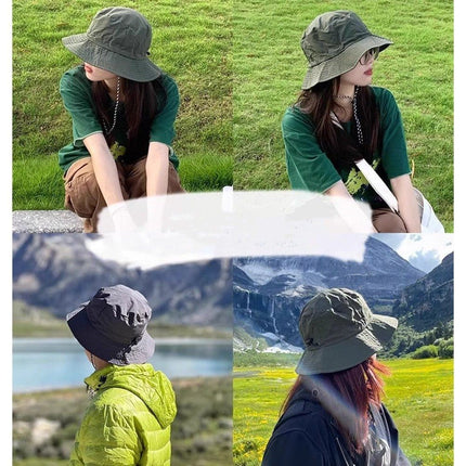 Foldable Waterproof Fisherman Hat Unisex Quick-Drying Sun Protection Outdoor Summer Hat, Dark Blue