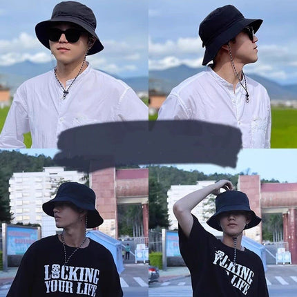 Foldable Waterproof Fisherman Hat Unisex Quick-Drying Sun Protection for Summer Outdoor, Black