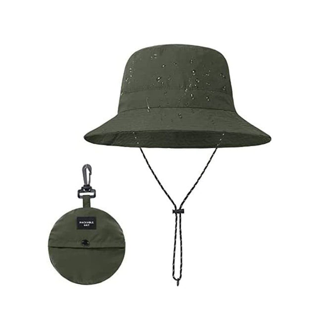 Foldable Waterproof Fisherman Hat Unisex Quick-Drying Sun Protection Summer Outdoor, Dark Green