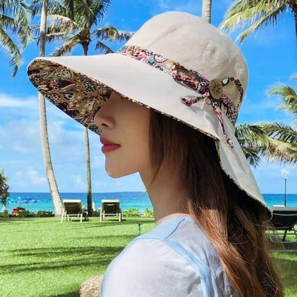 Women's Sun Hat UV Protection Wide Brim Beach Hat Foldable Visor, Red
