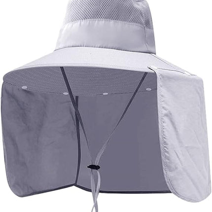 Foldable Sun Hat with Neck Protection UV Protection Fishing and Hiking Cap, Light Gray