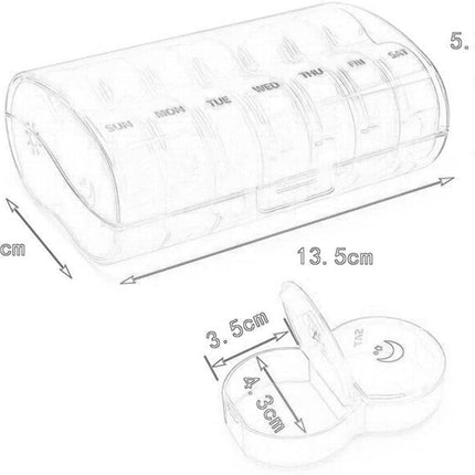 7-Day Round Medicine Dosett Storage with 7 Compartments, compatible with Oral-B, Black