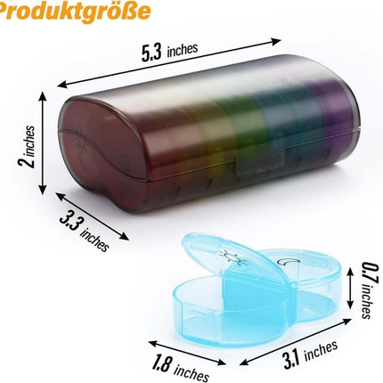 7-Day Round Medicine Dosett Pill Organizer, 1 Count, Gray, 7 compartments