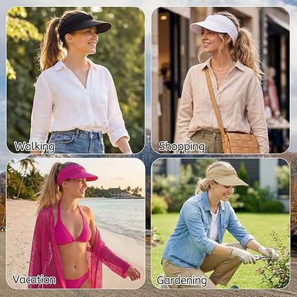 Women's UPF 50+ UV Protection Sun Visor Hat |  That Girl Aesthetic High Ponytail Wide Brim Hat | Birthday Gift for Her Beach Golf Hiking Outdoor Daily Casual WearPink