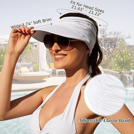 Women's UPF 50+ UV Protection Sun Visor Hat |  That Girl Aesthetic High Ponytail Wide Brim Hat | Birthday Gift for Her Beach Golf Hiking Outdoor Daily Casual WearBeige