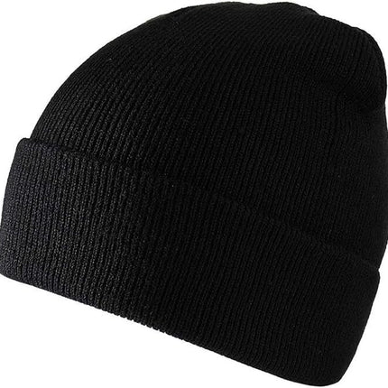 Plain Knit Beanie Hat, Unisex Winter Warm Ski Cap, One Size, Black