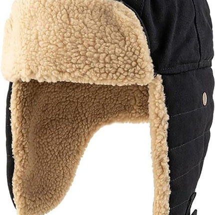 Winter Aviator Hat Thickened Cotton with Earmuffs Black, One Size