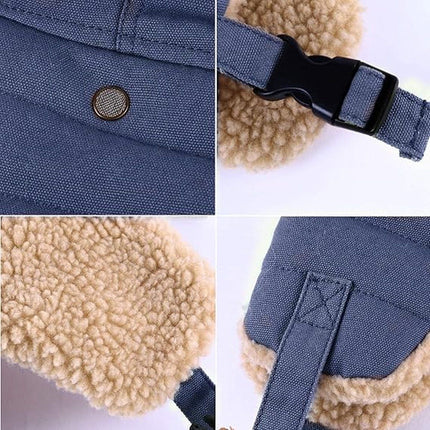 Winter Aviator Hat Thickened Cotton with Earmuffs Navy Blue, One Size