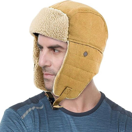 Winter Aviator Hat Thickened Cotton with Earmuffs Khaki, One Size