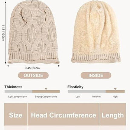 2 Piece Knitted Beanie Hat Set Ultra Warm Unisex Black White