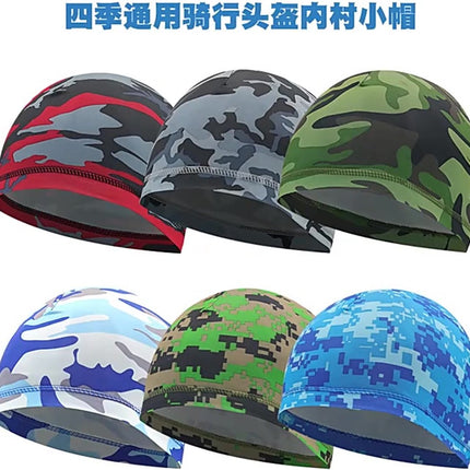 Motorcycle Beanie | Camouflage Cycling Beanie | Helmet Beanie | Bandana | Ventilated | Motorcycle Accessories | Helmet Hair Cap | Camo/Red