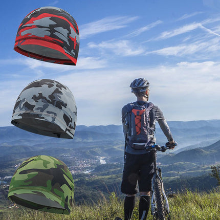 Motorcycle Beanie | Camouflage Cycling Beanie | Helmet Beanie | Bandana | Ventilated | Motorcycle Accessories | Helmet Hair Cap | Camo/Red