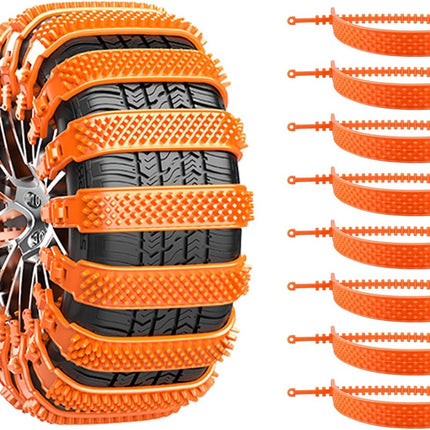 Snow Chain - Anti-slip for Car Tires - 8-pack - Reusable anti-slip cable ties - 88 x 4 cm - Adjustable tire chains - Suitable for cars, trucks, etc. - Universal snow chains - Anti-slip chains