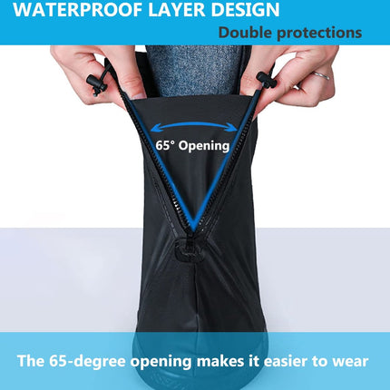 Waterproof Shoe Covers - Rain Shoe Covers - With Zipper, Drawstring and Snap - Waterproof Shoe Protectors - Motorcycle Scooter Bicycle Shoe Cover - Shoe Rain Cover - Shoe Cover - Shoe Covers - Anti-Slip - XL Size 43-45 - Black - Reusable