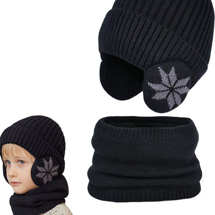Hat & Scarf - Winter Kids' Hats - Kids' Hat - 2 In 1 Kids' Hat Scarf Set - 4 To 10 Years - Beanie - Boys And Girls - Hat For Children - Kids' Outdoor Hats - Children's Clothing - Scarf - Winter - One Size - Black
