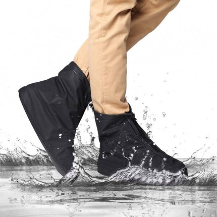 Waterproof Shoe Covers - Rain Shoe Covers - with Zipper and Drawstring - Waterproof Shoe Protectors - Motorcycle Scooter Bicycle Shoe Cover - Shoe Rain Cover - Shoe Cover - Shoe Covers - Anti-Slip - Size 41-42 - Black