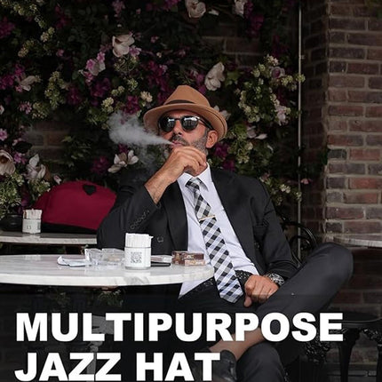 Hats - elegant jazz hat - warm Bucket Hat - Fedora hat - jazz cap - Sun hat - Accessories - Headwear - Hats - Hat - Festival - Gifts - Unisex - for wedding /party /beach /pool /park /camping /picnic /hiking - Brown