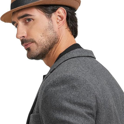 Hats - elegant jazz hat - warm Bucket Hat - Fedora hat - jazz cap - Sun hat - Accessories - Headwear - Hats - Hat - Festival - Gifts - Unisex - for wedding /party /beach /pool /park /camping /picnic /hiking - Brown