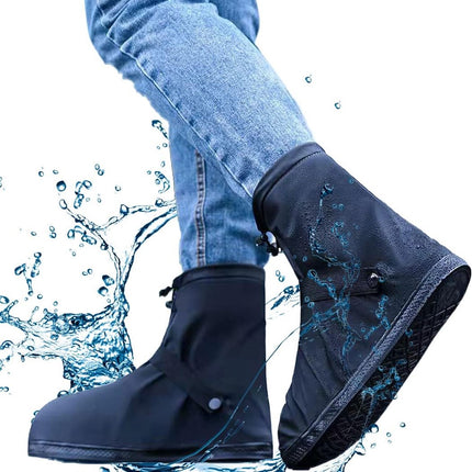 Waterproof Shoe Covers - Rain Shoe Covers - With Zipper, Drawstring and Snap - Waterproof Shoe Protectors - Motorcycle Scooter Bicycle Shoe Cover - Shoe Rain Cover - Shoe Cover - Shoe Covers - Anti-Slip - M Size 38-39 - Black - Reusable