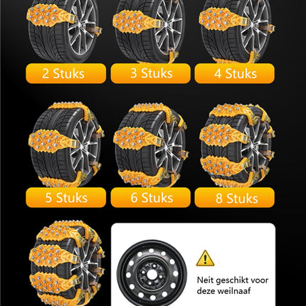 Snow Chains - Safety - Winter Car - Tires - Quick and Easy Installation - For Various Tire Sizes - For Car/SUV Tire Widths With 165 mm-265 mm - Jump Start Anti-Slip Chains - 40x11 cm - Yellow - 1 Piece