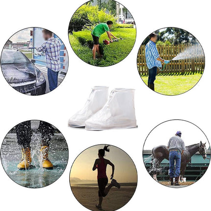 Rain Overshoes - Unisex - Sturdy Shoe Covers - With Zipper and Drawstring - Shoe Cover - Waterproof Shoe Protectors - Motorcycle Scooter Bicycle Shoe Cover - Shoe Cover - Rain Cover - Protects Against Rain and Dirt - White - Size 40/41
