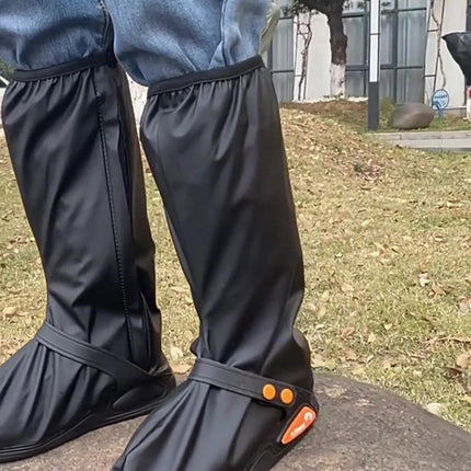 Waterproof Shoe Covers - Rain Shoe Covers - With Zipper, Snap - Waterproof Shoe Protectors - Motorcycle Scooter Bicycle Shoe Cover - Shoe Rain Cover - Shoe Cover - Shoe Covers - Anti-Slip - Size L 40-42 - Black - Reflective - Foldable