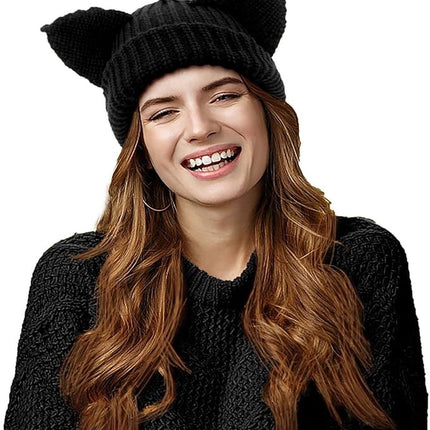 Hat - Knitted Hat - Warm Hat - Winter Hat - Beanie - Knitted - Sports & Everyday Use - Black - Men & Women - Good Moisture Wicking - One Size