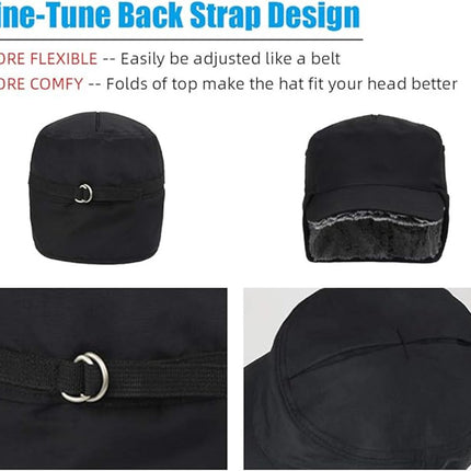 Beanie - Winter hat - Men's winter hat - Winter ear flap hat - with visor - with ear flaps - Ski hat - Cold weather - Trapper hat - Ear warmers Water-repellent outdoor hat - Winter - for outdoor sports, skiing, cycling, hiking, running - black