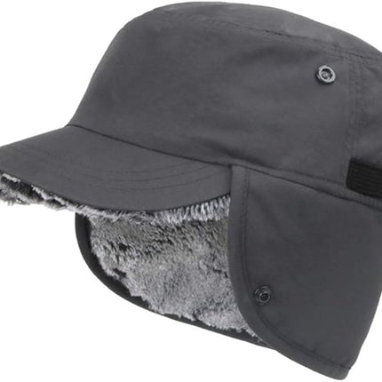 Beanie - Winter hat - Men's winter hat - Winter ear flap hat - with visor - with ear flaps - Ski hat - Cold weather - Trapper hat - Ear warmers Water-repellent outdoor hat - Winter - for outdoor sports, skiing, cycling, hiking, running - grey