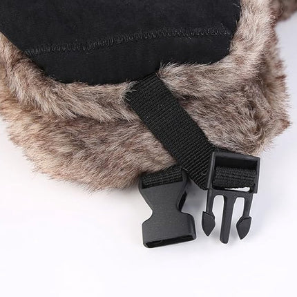 Beanie - men's beanie - Winter beanie - With Ear flaps and Face Mask - Winter Fur - Men's winter hat - Trapper hat - Black Ski Trooper - Snow Cap - Russian hat - Hunter's hat - Winter ear flap beanie - for cold weather - Black & Brown