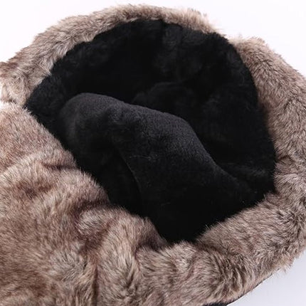 Beanie - men's beanie - Winter beanie - With Ear flaps and Face Mask - Winter Fur - Men's winter hat - Trapper hat - Black Ski Trooper - Snow Cap - Russian hat - Hunter's hat - Winter ear flap beanie - for cold weather - Black & Brown